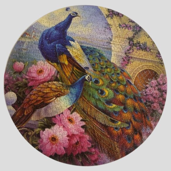 Bits & Pieces Marvelous Garden Peacock Round 500 Piece Puzzle - Picture 2 of 5